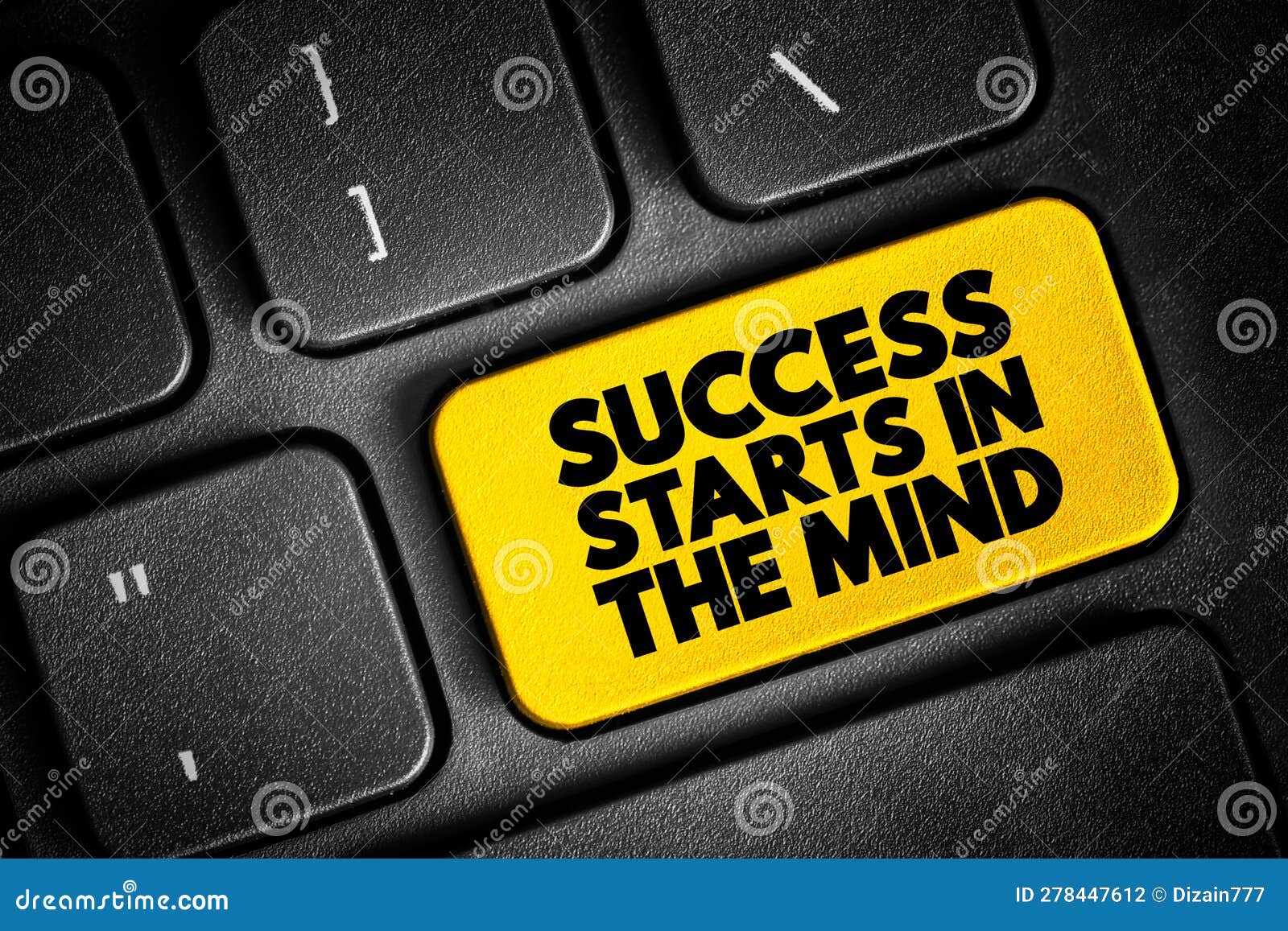 success starts in the mind text button on keyboard, concept background