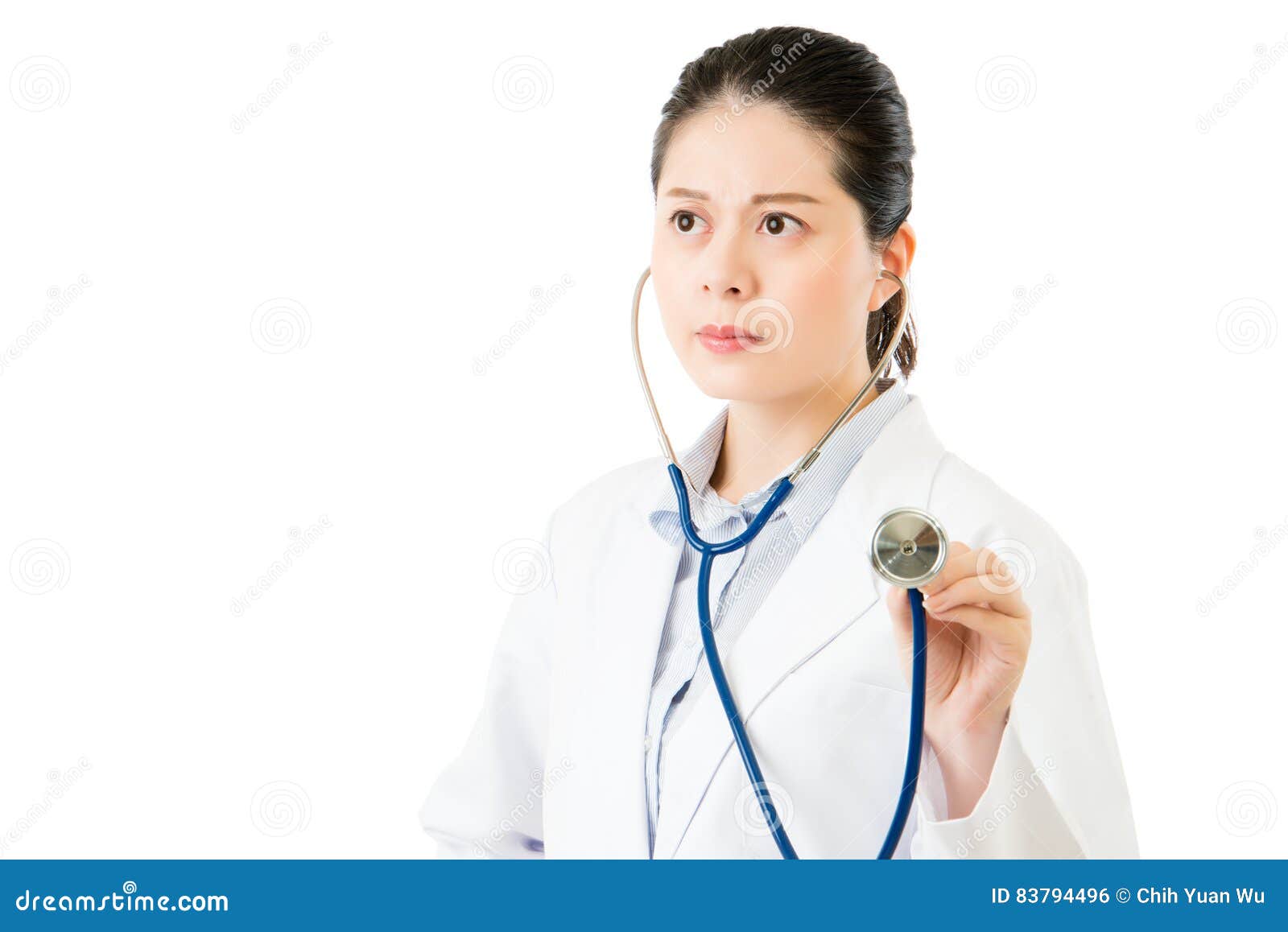 successful asian woman doctor use stethoscope to auscultation