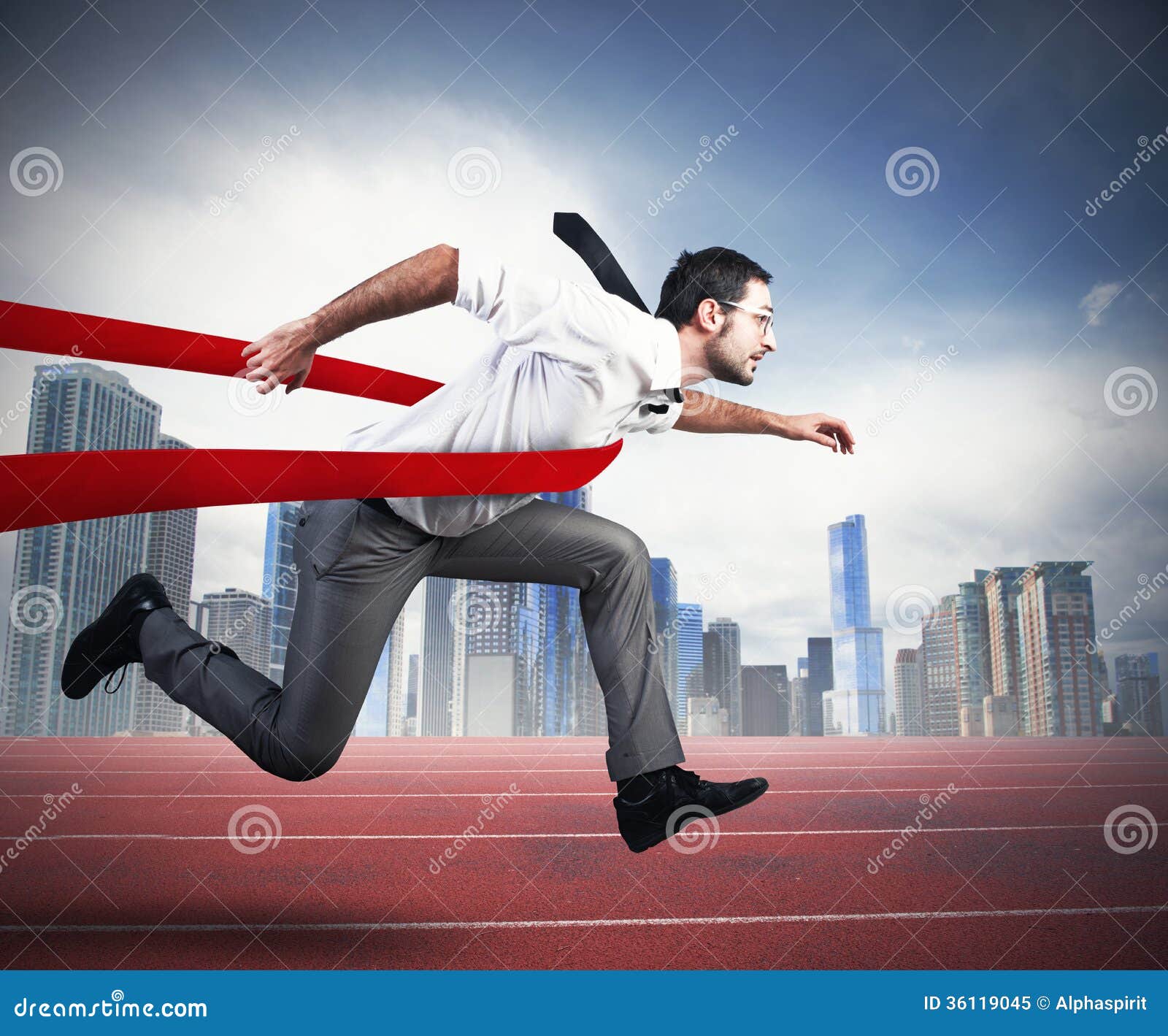 Successful Businessman in a Finishing Line Stock Image Image of