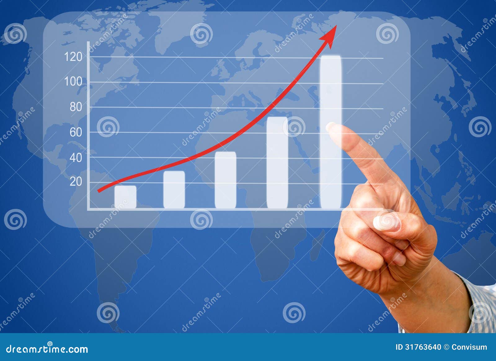 businesswoman and upward trend graph