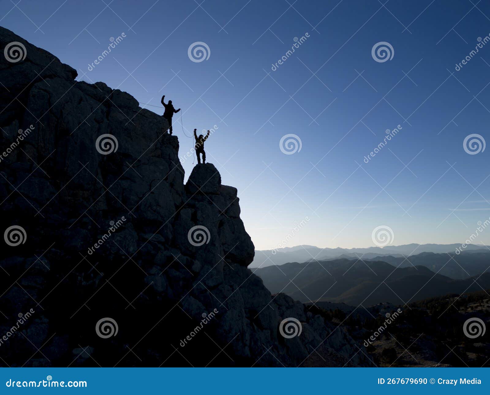 Successful Climbers in Rock Climbing with Rope Stock Photo Image of