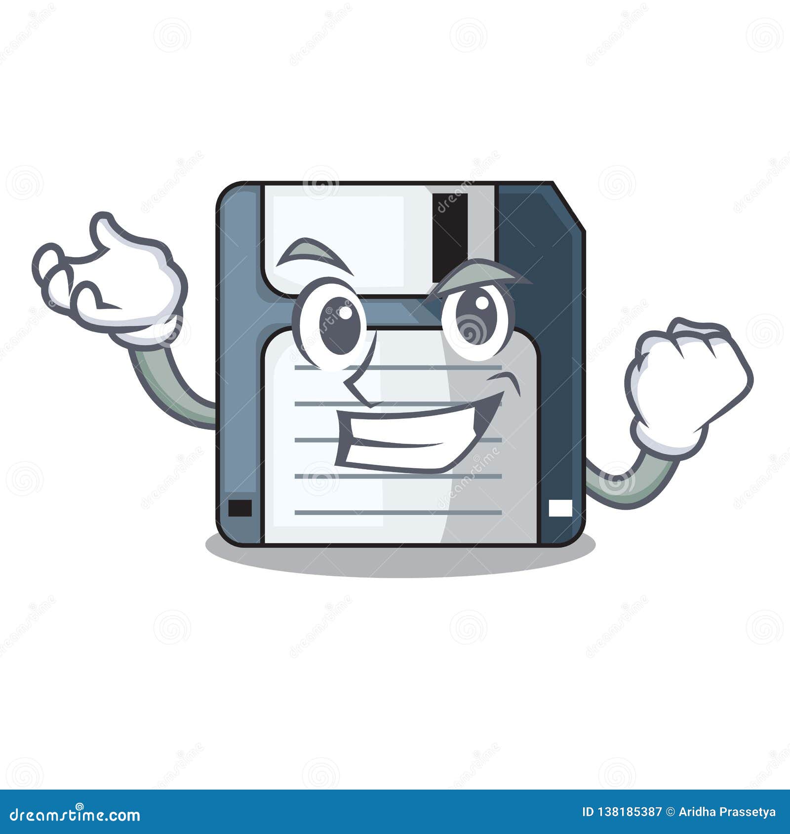 Successful Floppy Disk Isolated with a Mascot Stock Vector