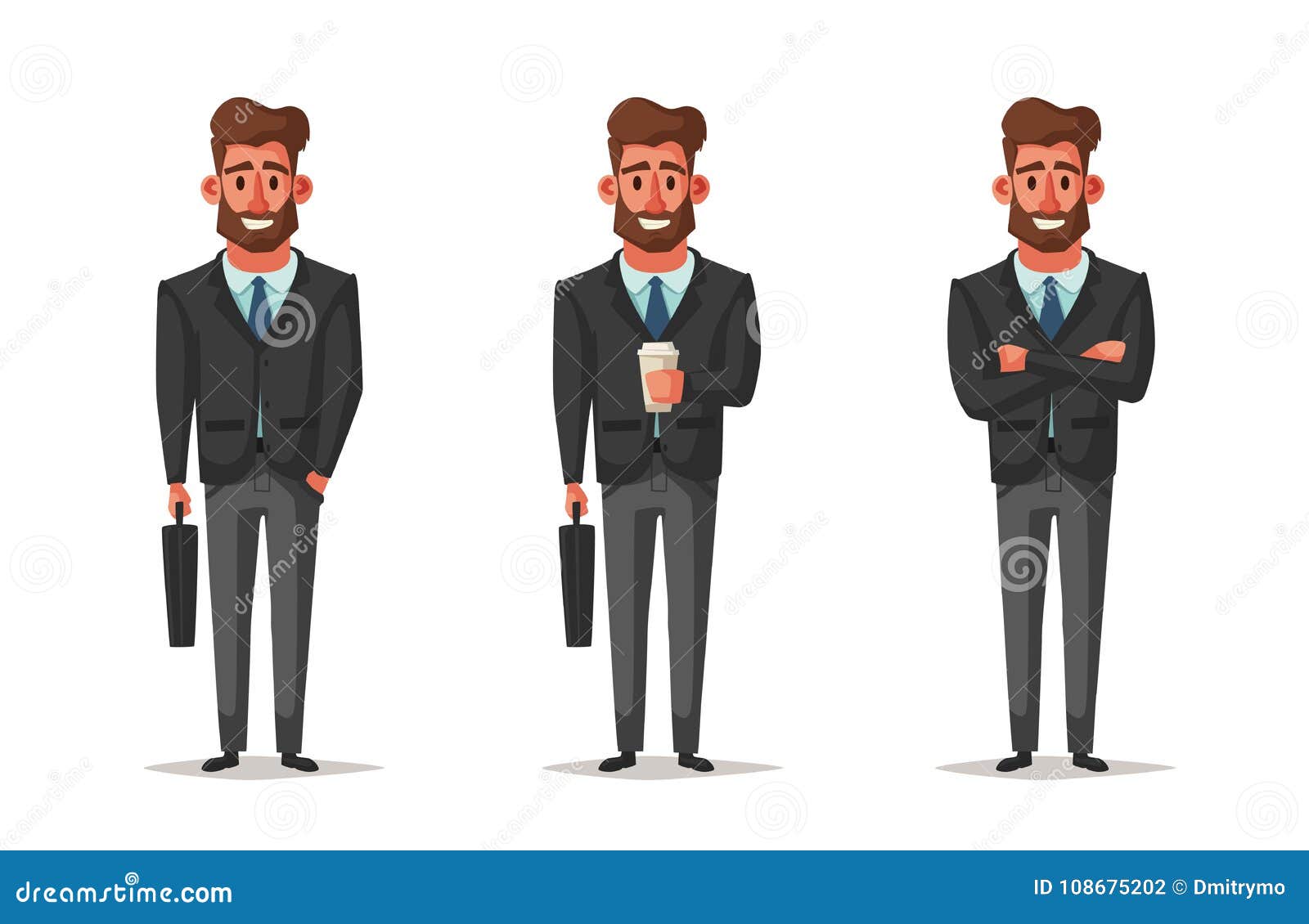 Successful, Happy Businessman in a Suit. Cartoon Vector Illustration ...