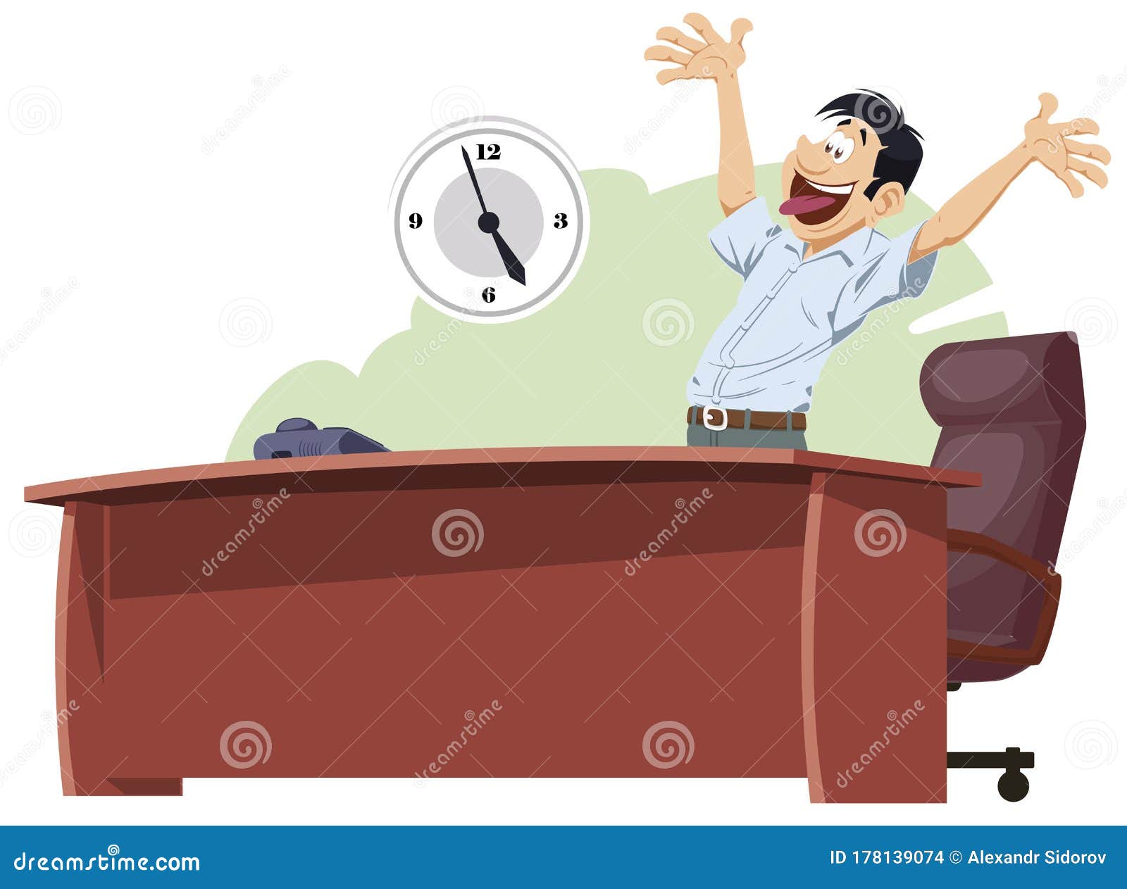 Successful Happy Guy. End Working Day. Stock Illustration Stock Vector