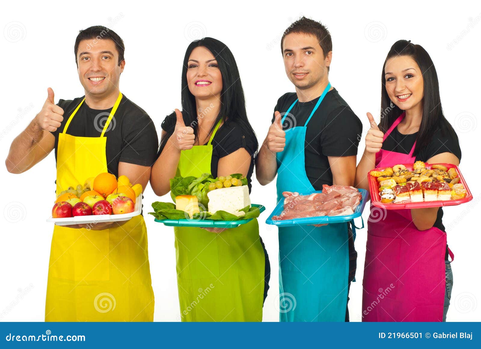 Successful Market Workers Gives Thumbs Stock Image Image of happiness