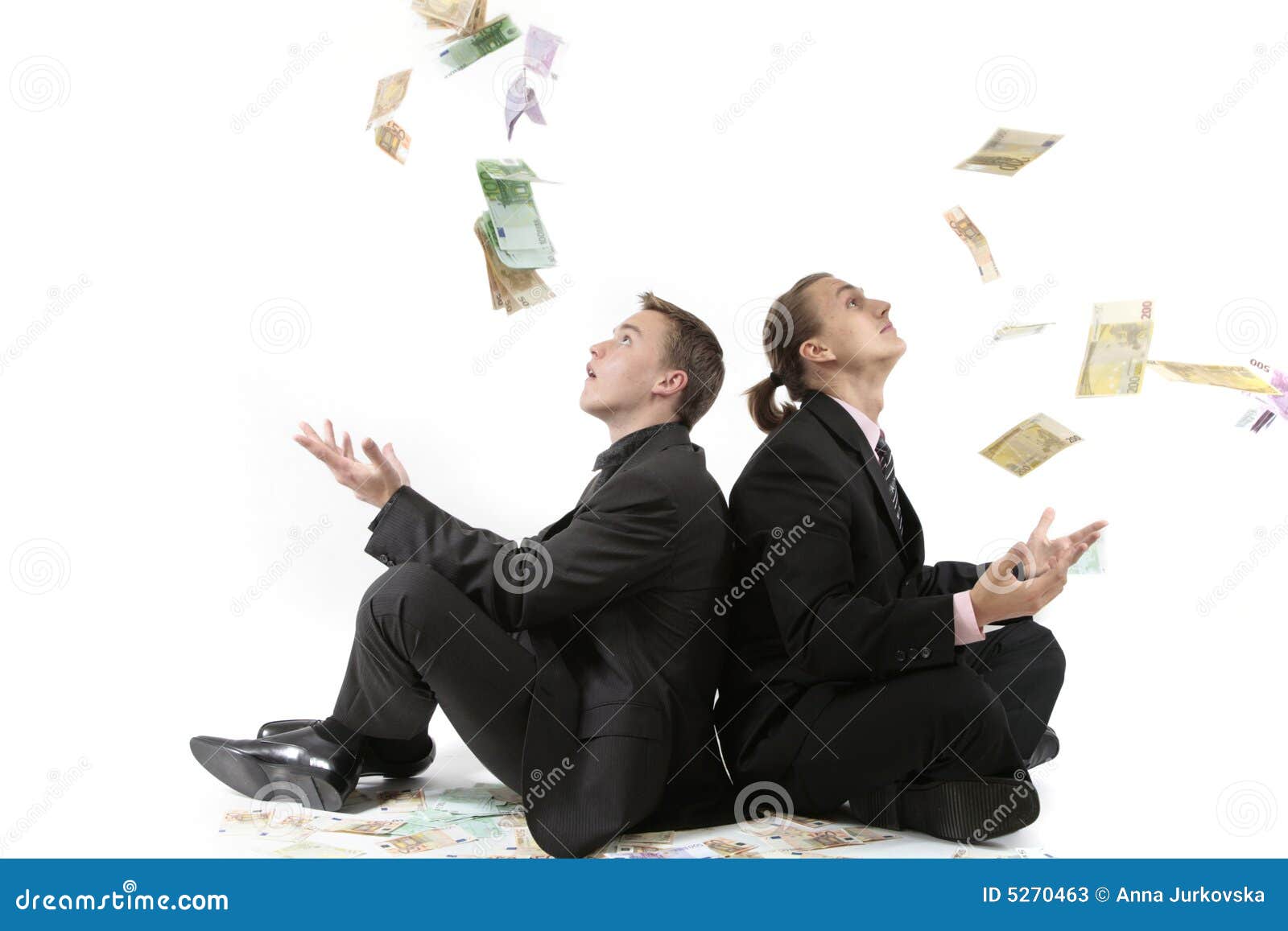 Successful Men Throw a Money Up Stock Image Image of happy, euro 5270463