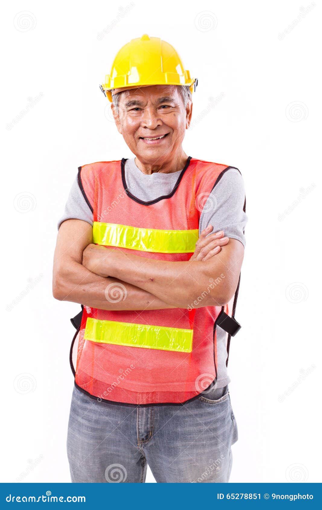 Successful and Tough Senior Construction Worker or Engineer with Stock