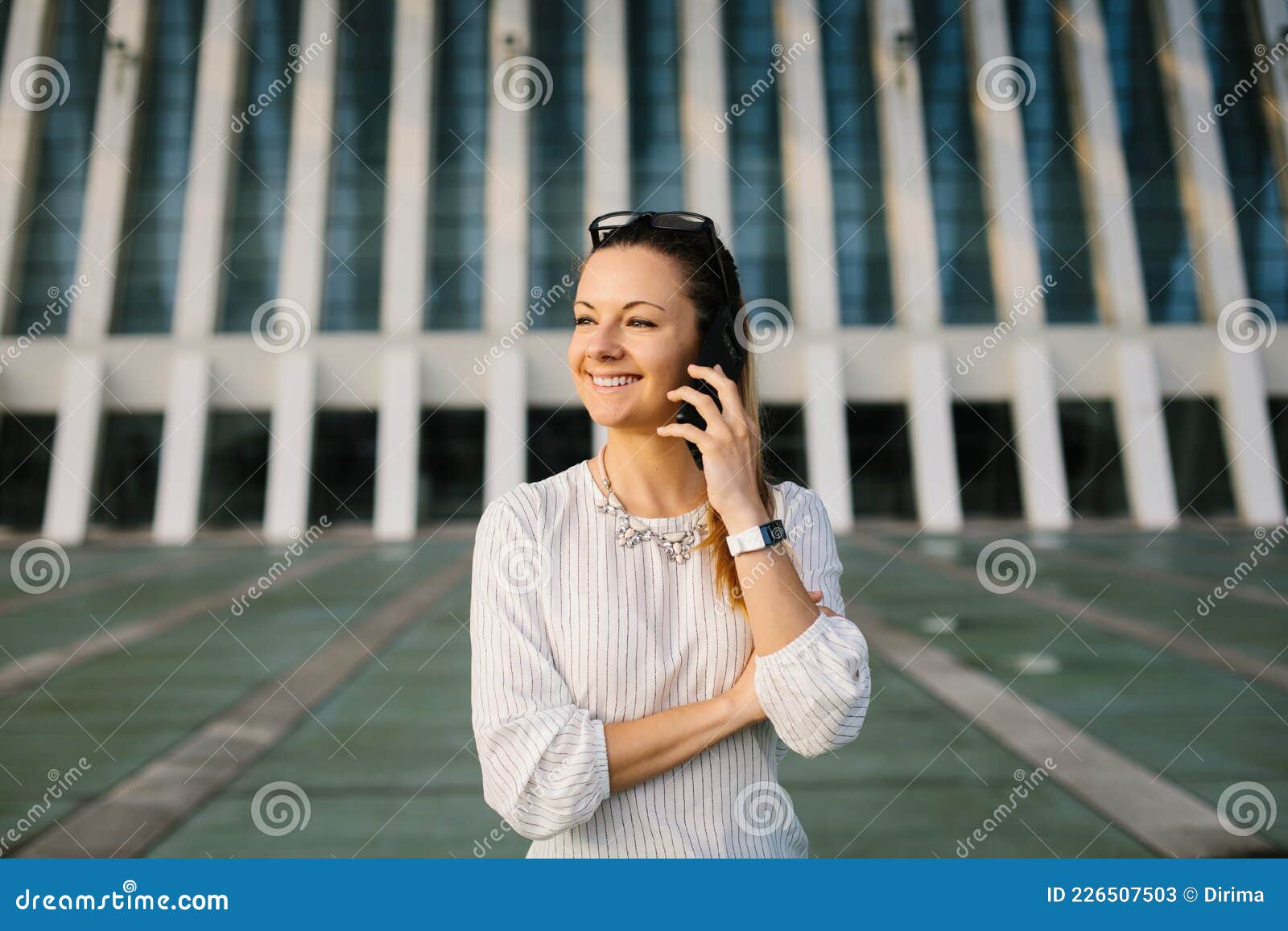 Young Successful Professional Woman on Cell Phone Call Stock Image
