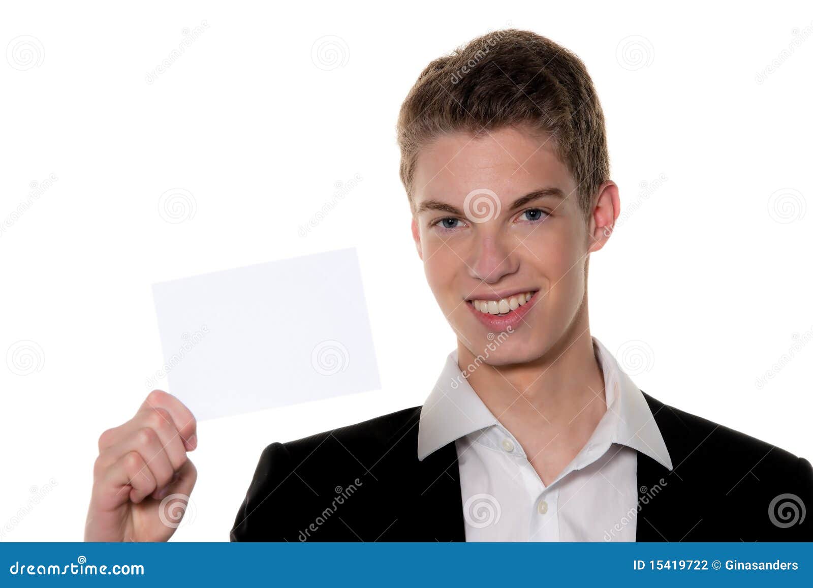 Successful Young Entrepreneurs with Business Card Stock Photo - Image ...