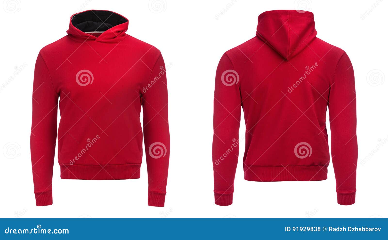 Sudadera Con Capucha Roja, Maqueta De La Camiseta, Aislada En El