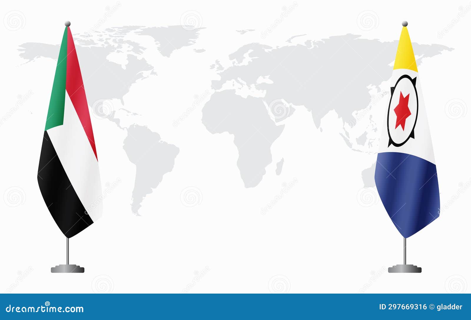 sudan and bonaire flags for official meeting