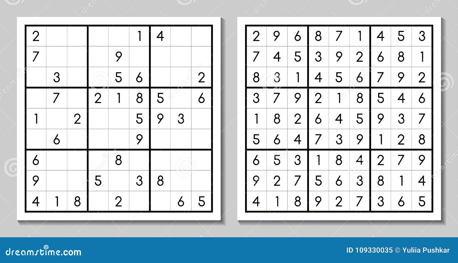 Sudoku com a resposta jogo de quebra-cabeça do vetor