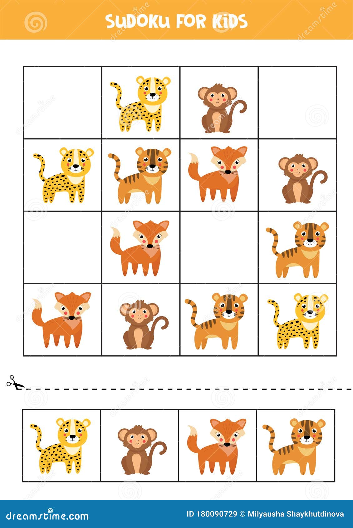 Delegación maratón jardín Sudoku Con Leopardo, Tigre, Mono, Zorro Rompecabezas Para Los Niños  Ilustración del Vector - Ilustración de educativo, crucigrama: 180090729