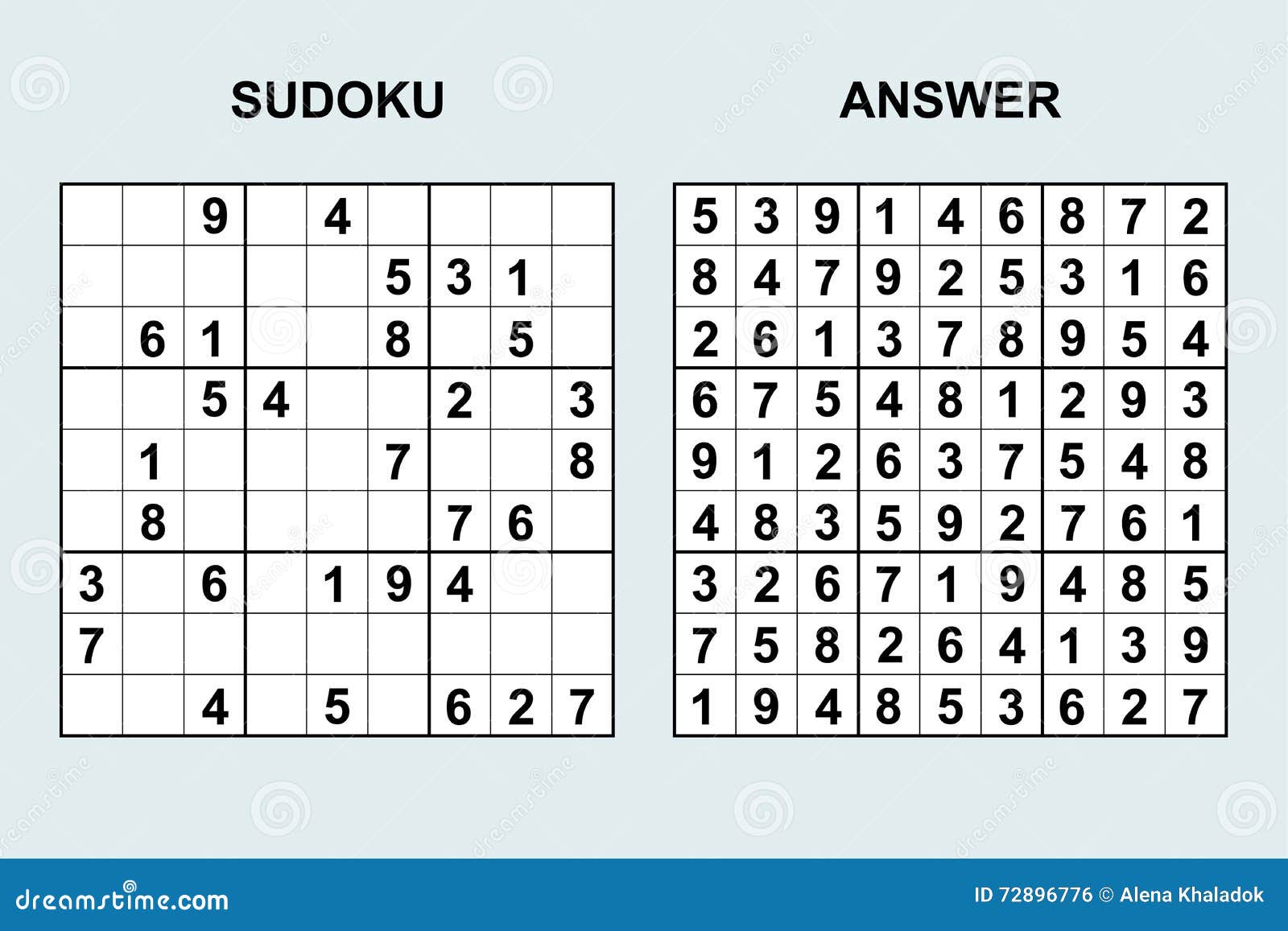 Jogo De Sudoku Com Resposta Ilustração do Vetor - Ilustração de