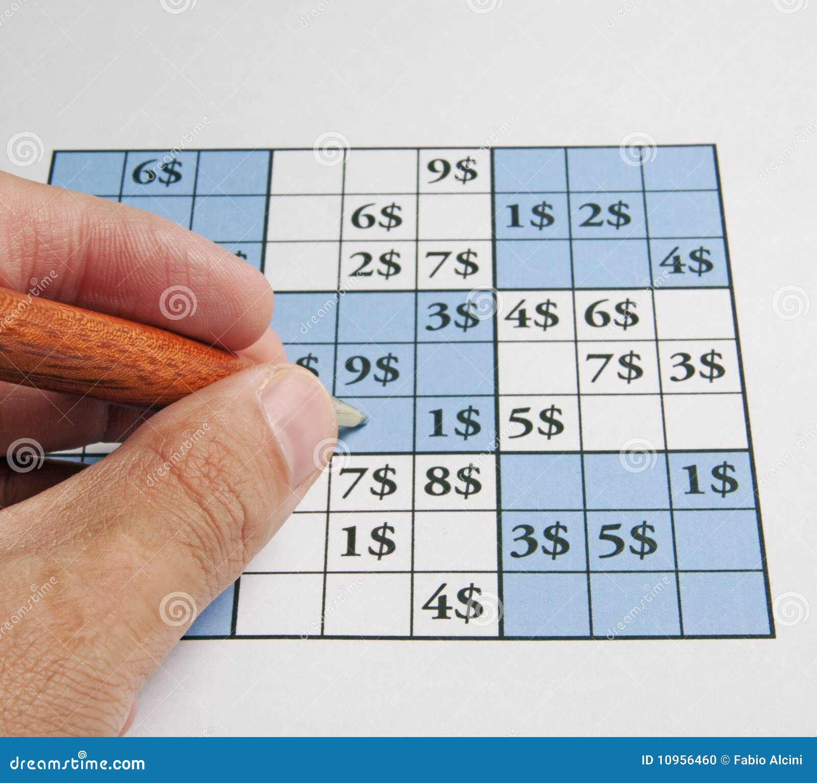 Sudoku with dollars stock photo. Image of close, making 10956460
