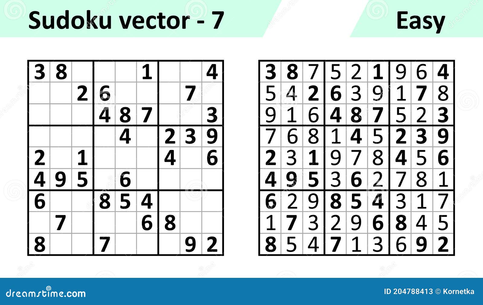 Sudoku Game with Answers. Simple Vector Design Set Stock Vector -  Illustration of vector, trainer: 204788413