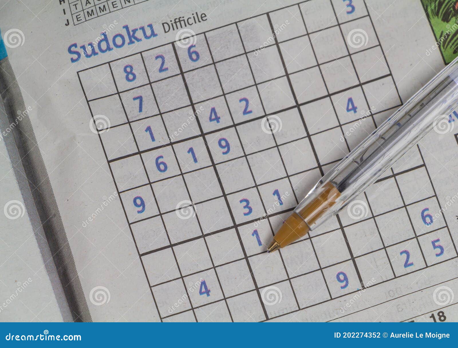 Sudoku game in a newspaper stock photo. Image of difficult 202274352