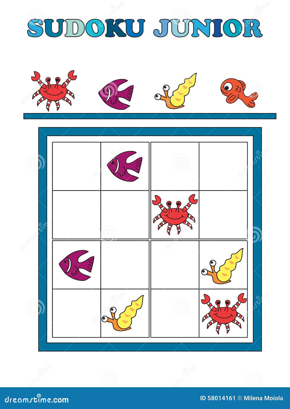 Sudoku Junior Stock Illustration Illustration Of Fish - 