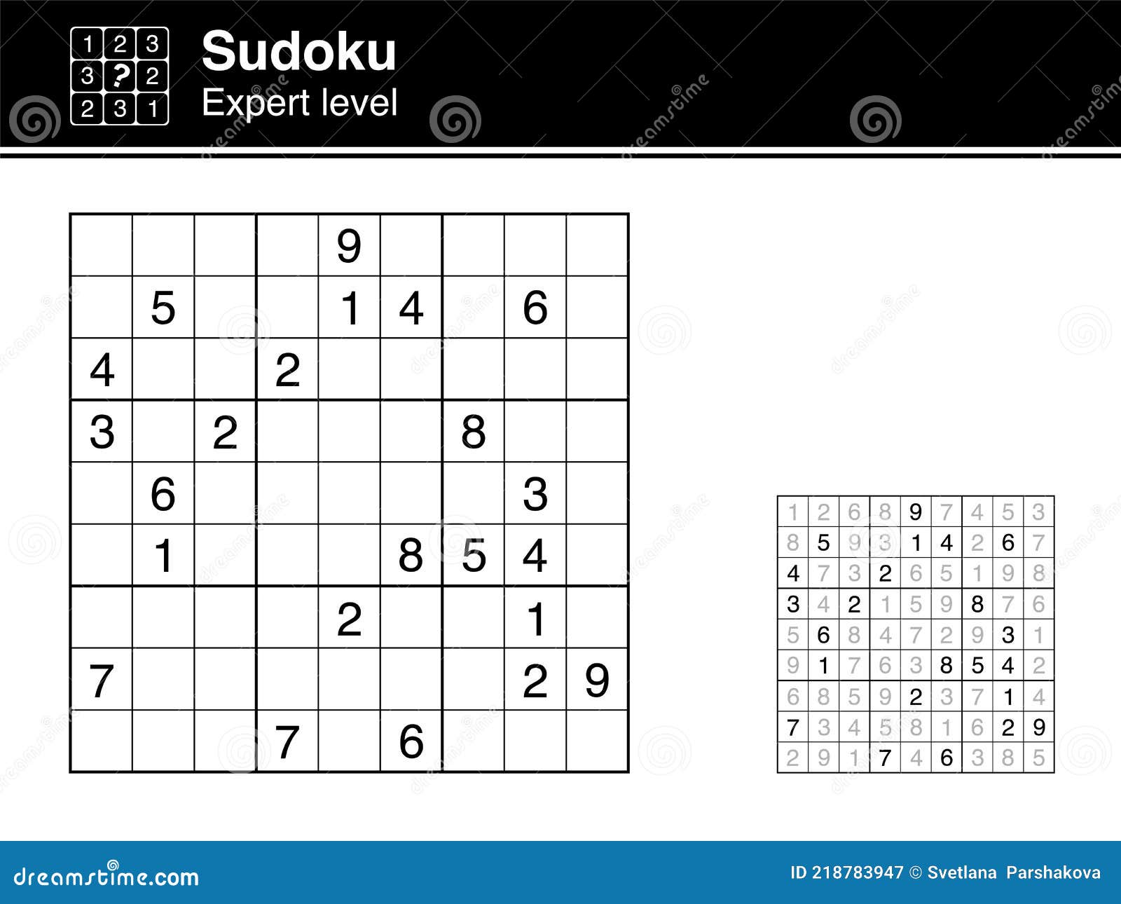 Sudoku. Nivel De Expertos. Blanco Y Negro Con Ilustración del Vector - Ilustración de insignia, duro: 218783947