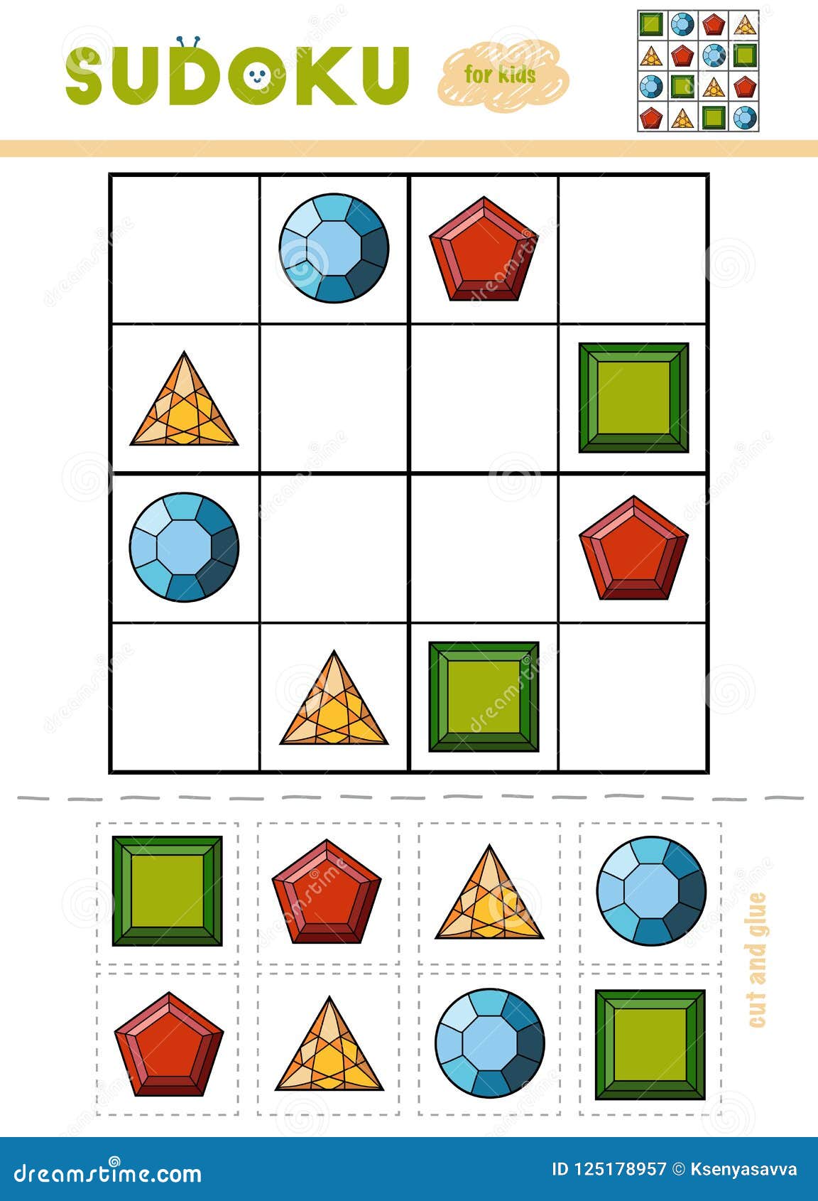 Jogo de educação para crianças sudoku fácil para crianças com