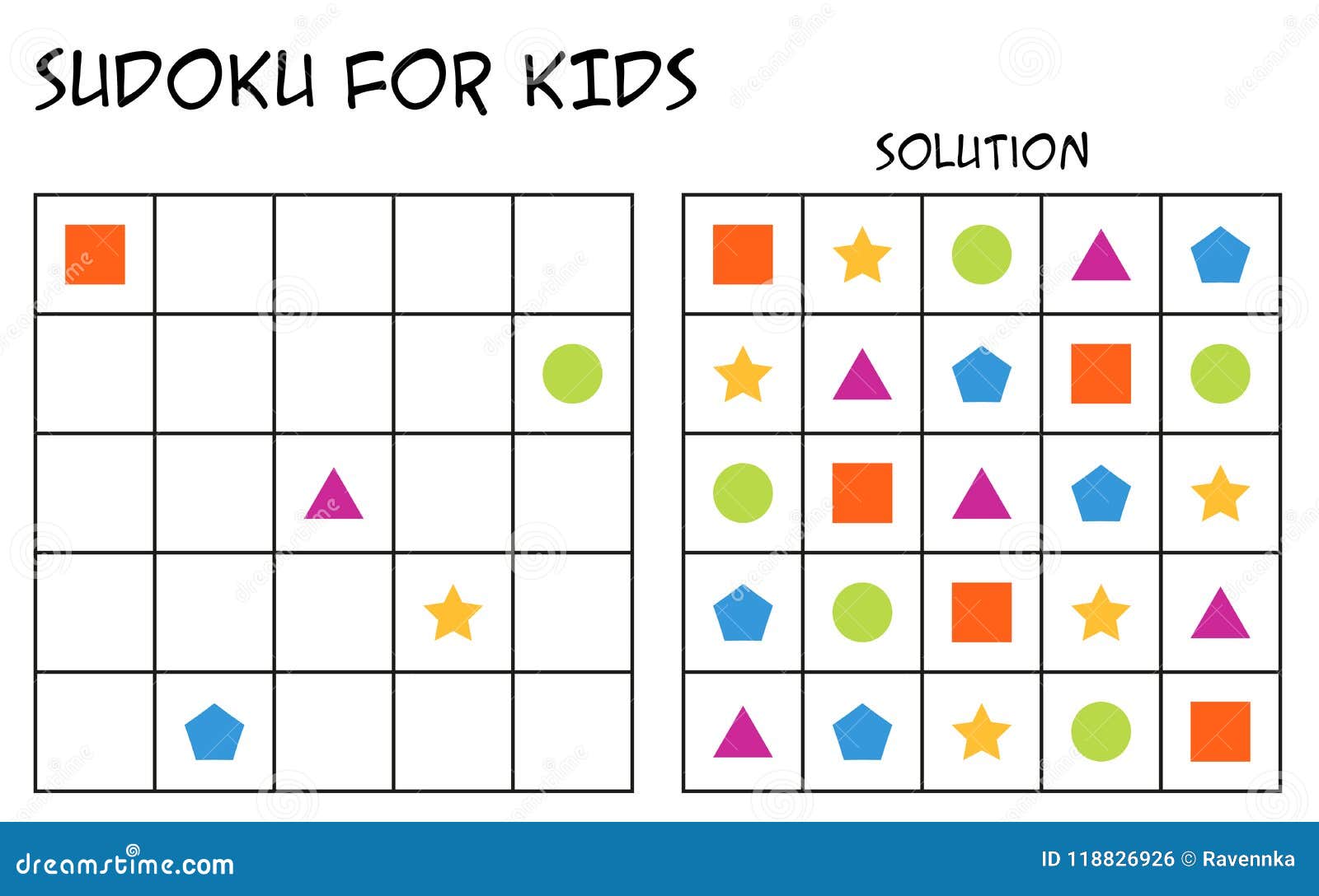 No complicado Vacante Roux Sudoku Para Los Niños Con La Solución, Formas Geométricas, Versión 2  Ilustración del Vector - Ilustración de criba, rompecabezas: 118826926