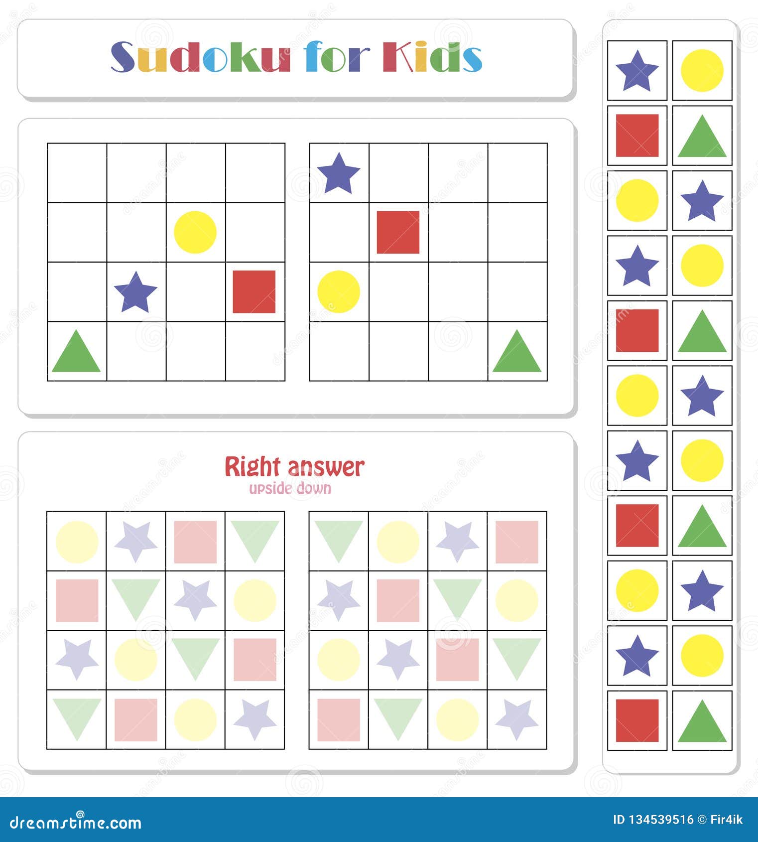 Sudoku Para Los Niños Las Figuras Geométricas Coloridas Ilustración del Vector - Ilustración de pupila: