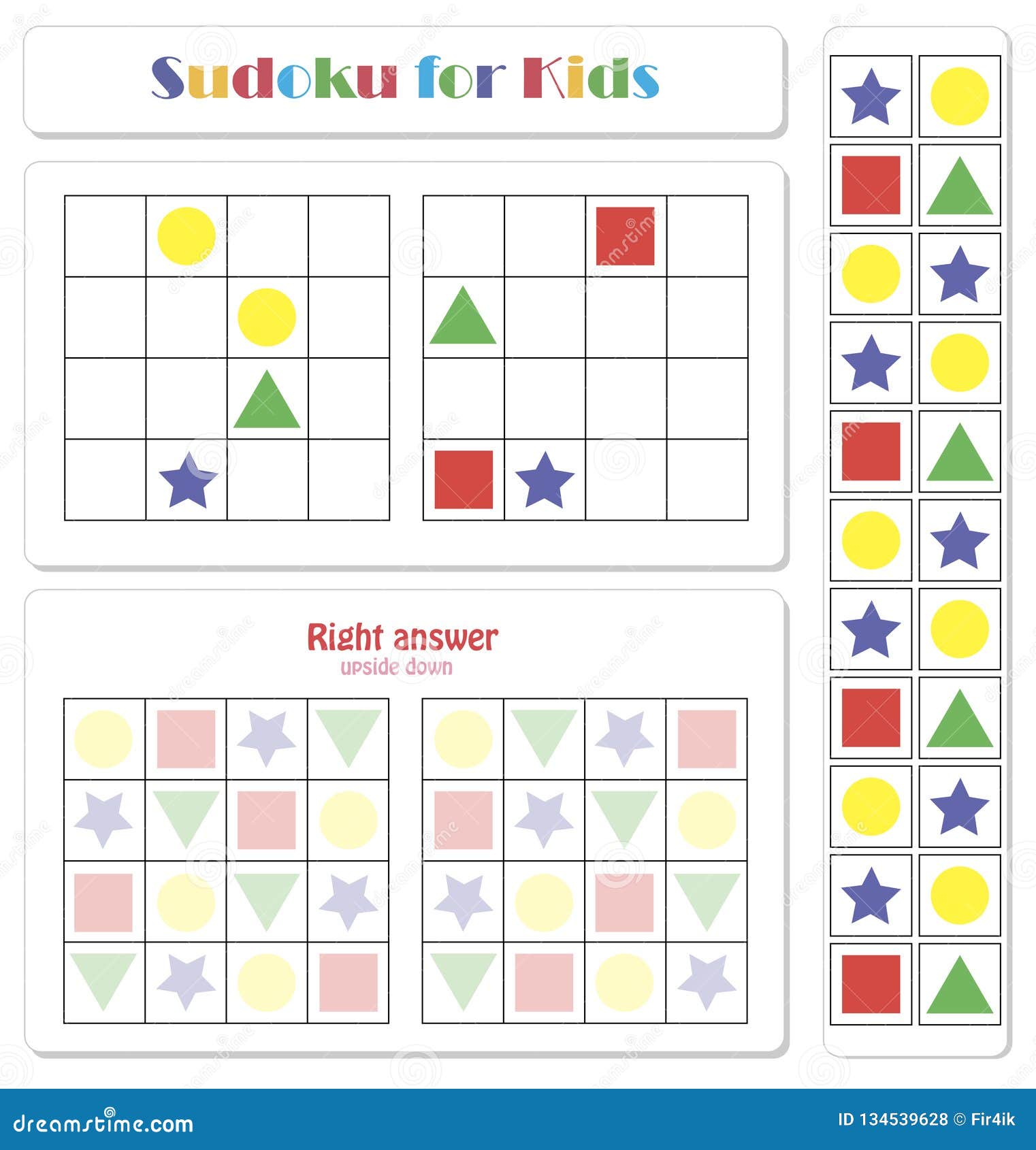 Disminución Celo Perversión Sudoku Para Los Niños Con Las Figuras Geométricas Coloridas Ilustración del  Vector - Ilustración de pupila, figura: 134539628