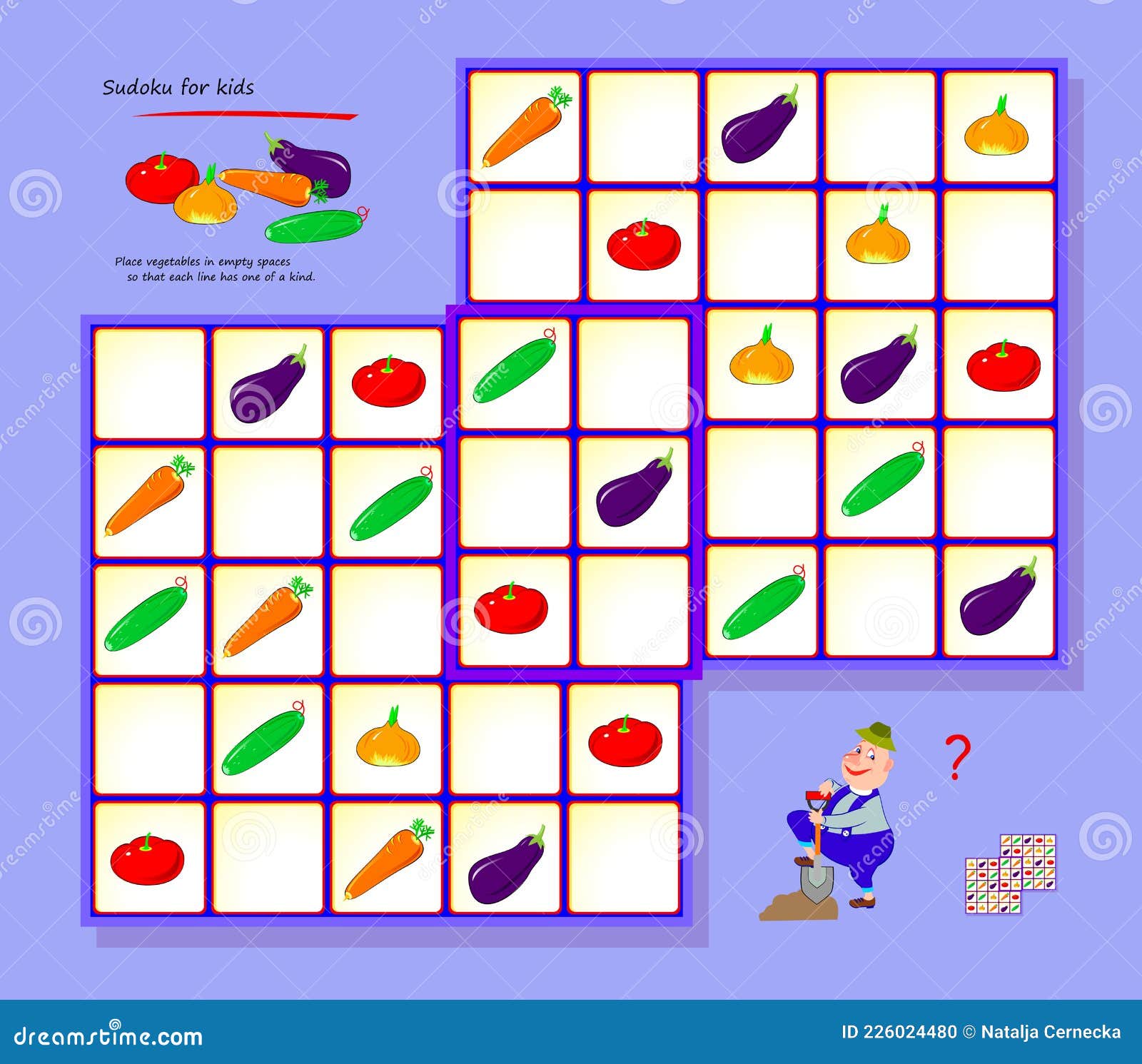 Sudoku Para Niños. Página Para Libro De Bromas De Juego Rompecabezas Lógico Para Niños Y Adultos. Jugar En Línea. Form Ilustración del Vector - Ilustración de 226024480