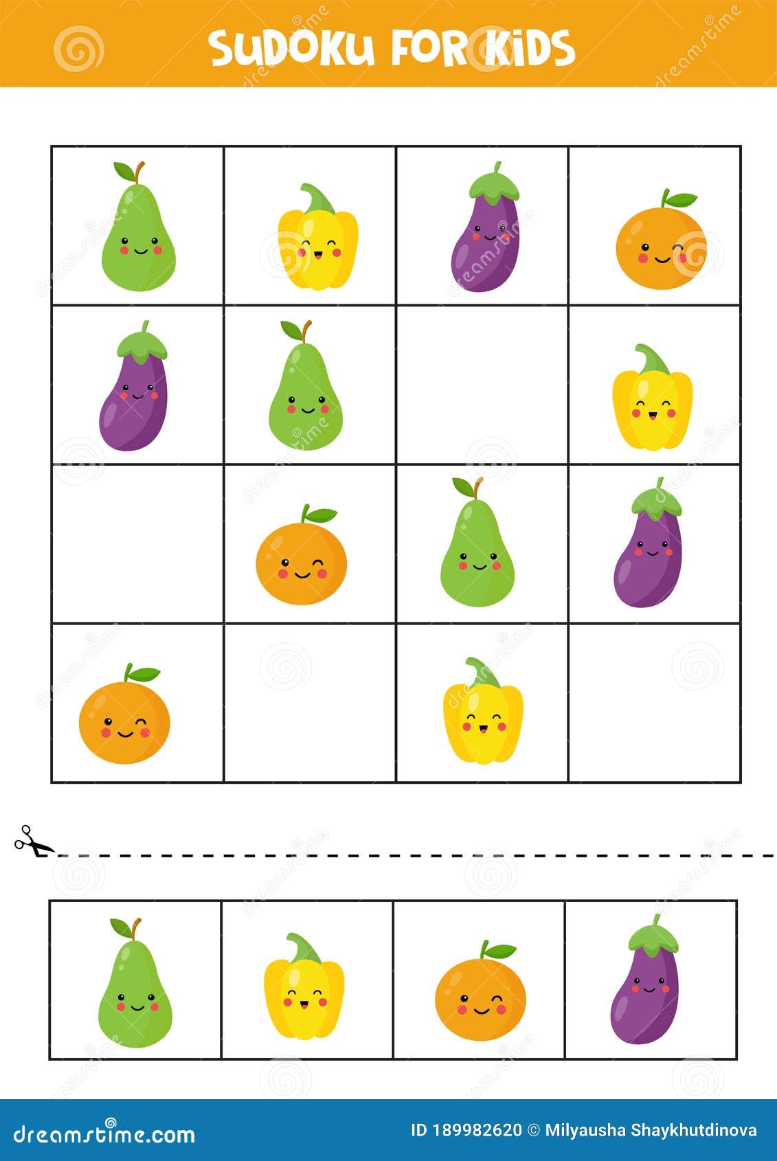 Gioco educativo per bambini sudoku per bambini con immagini di