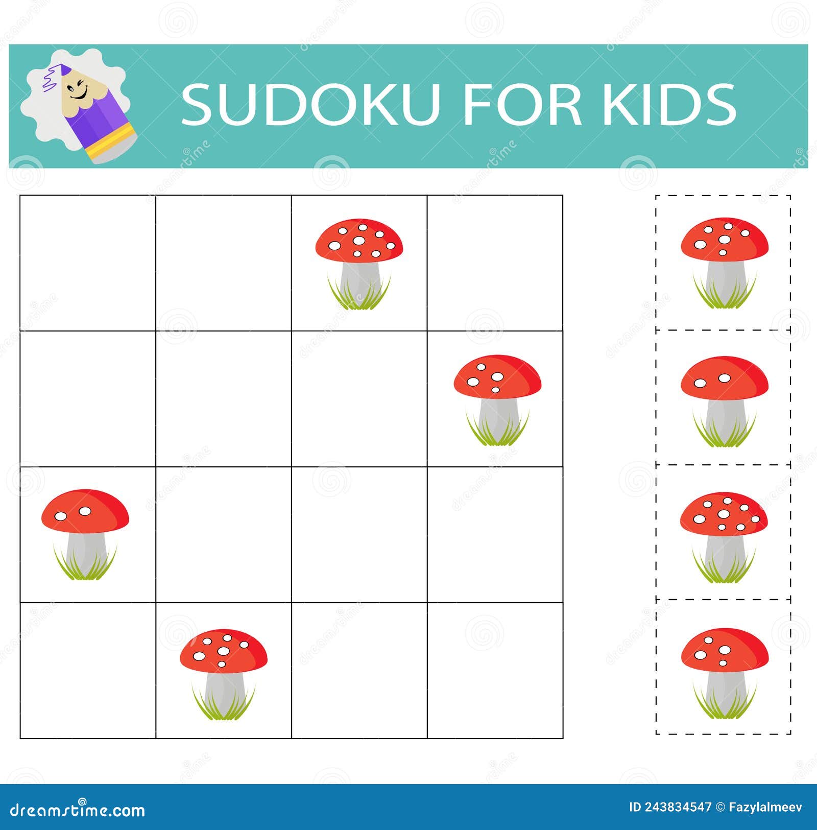 Jogo de lógica sudoku com elementos bonitos de halloween.