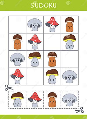 Sudoku Voor Kinderen Eenvoudig Logisch Spel Vector Illustratie Sudoku Voor Kinderen Eenvoudig Logisch Spel Vector Illustratie