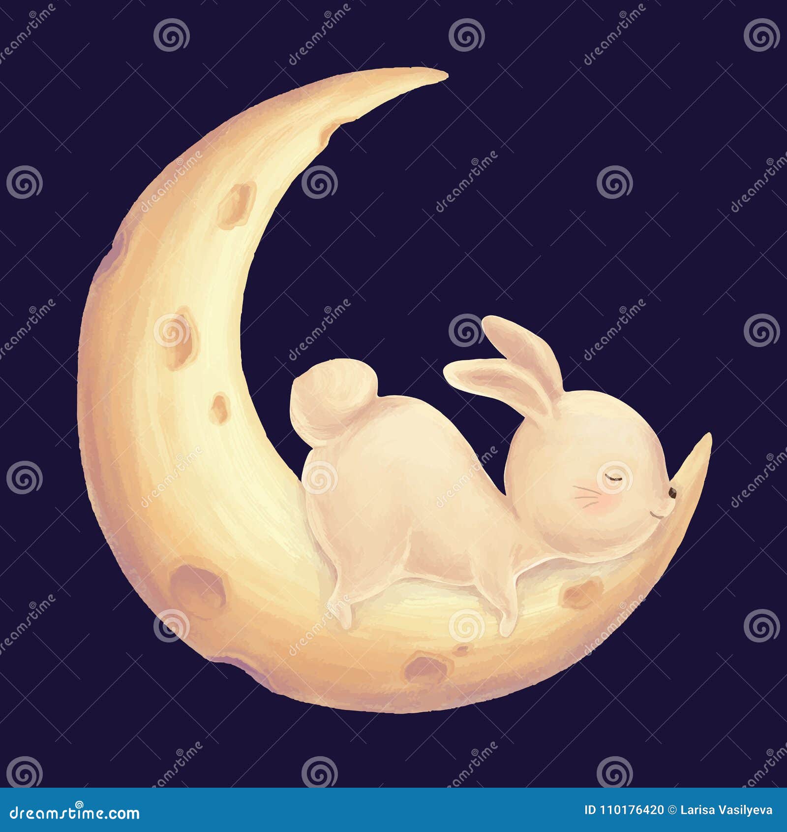 Sueño Del Conejo En La Luna Ilustración del Vector - Ilustración de noche,  bueno: 110176420