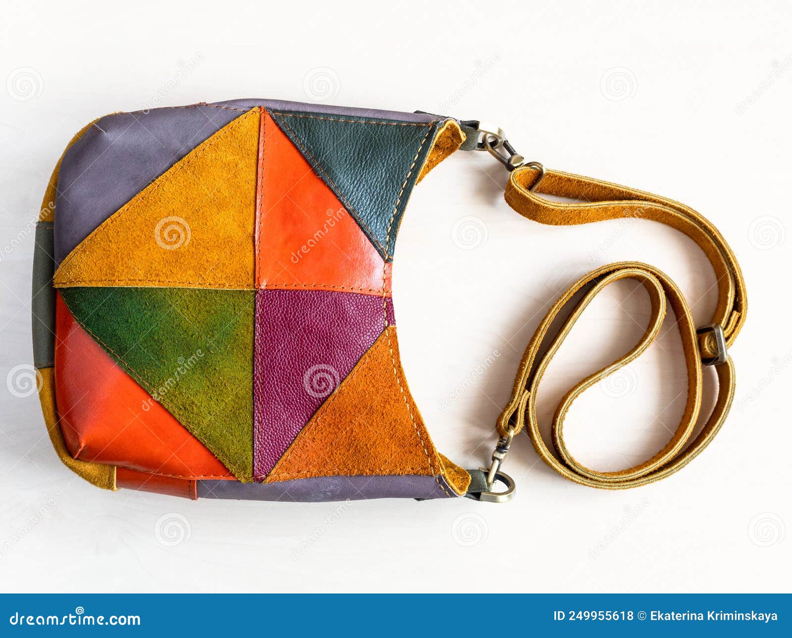 Suede and Leather Handmade Patchwork Crossbody Bag Stock Photo - Image of  hobo, handbag: 249955618