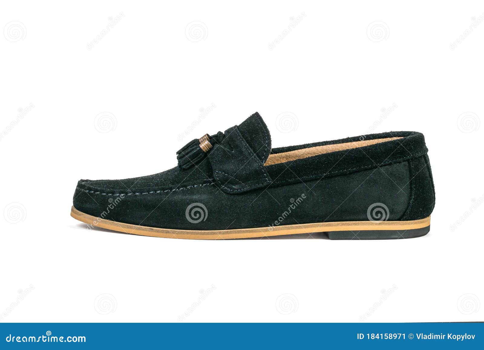 Suede Loafer with the Right Foot Isolated on a White Background. Stock ...