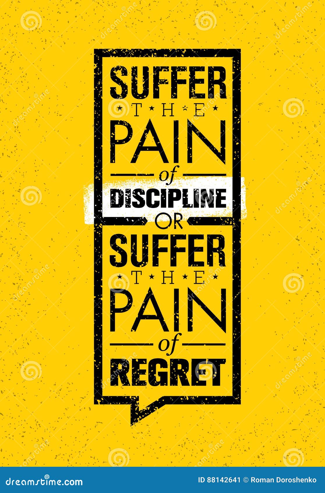 suffer the pain of discipline or the pain of regret. sport and fitness creative motivation  . gym banner