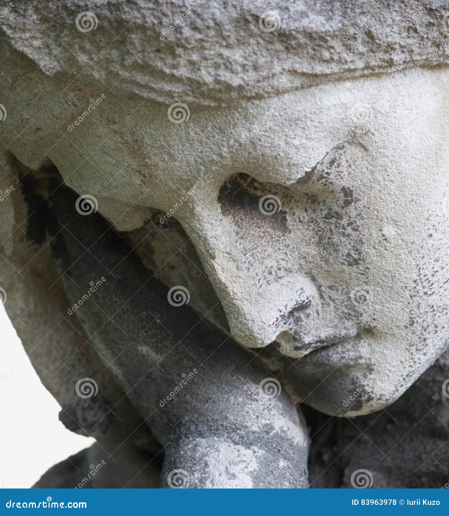 the suffering of the virgin mary. fragment of the statue. sadne