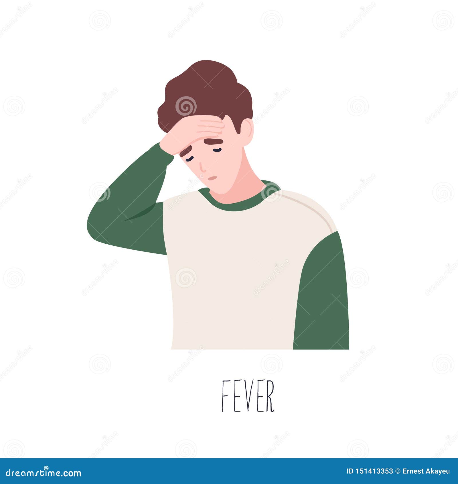 Sufrimiento Masculino Lindo Del Personaje De Dibujos Animados De La Fiebre  Síntoma Del Frío Común, Problema De Salud, Enfermedad Ilustración del  Vector - Ilustración de enfermo, temperatura: 151413353