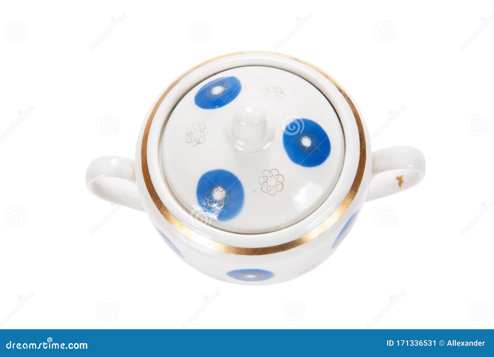 Sugar Bowl on a White Background Stock Image Image of gold, bowl