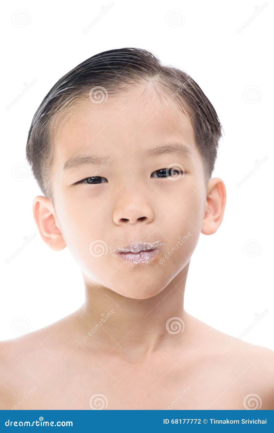 Sugar on boy lip stock photo. Image of attractive, consumption 68177772