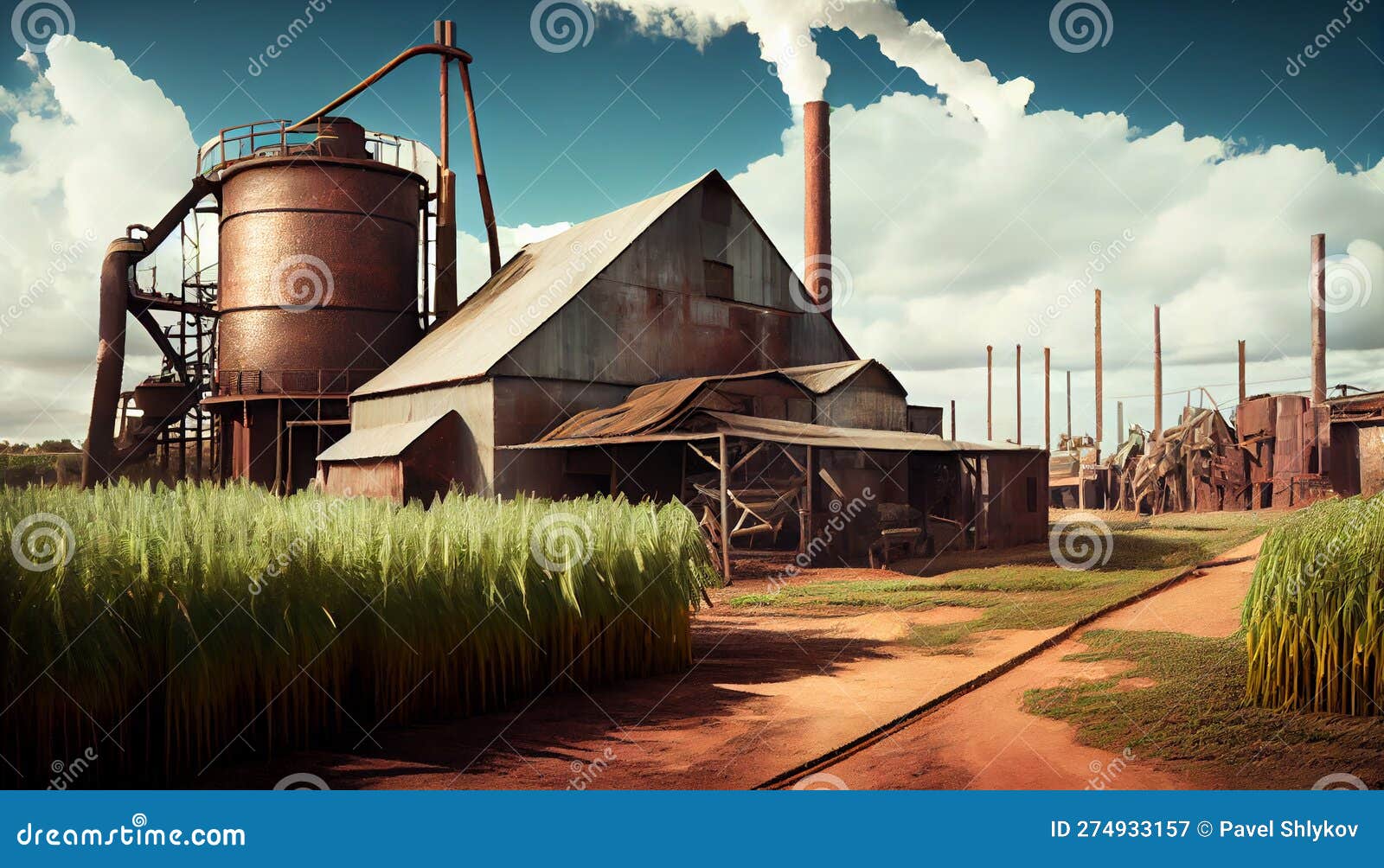 Sugar cane factory stock illustration. Illustration of farming 274933157