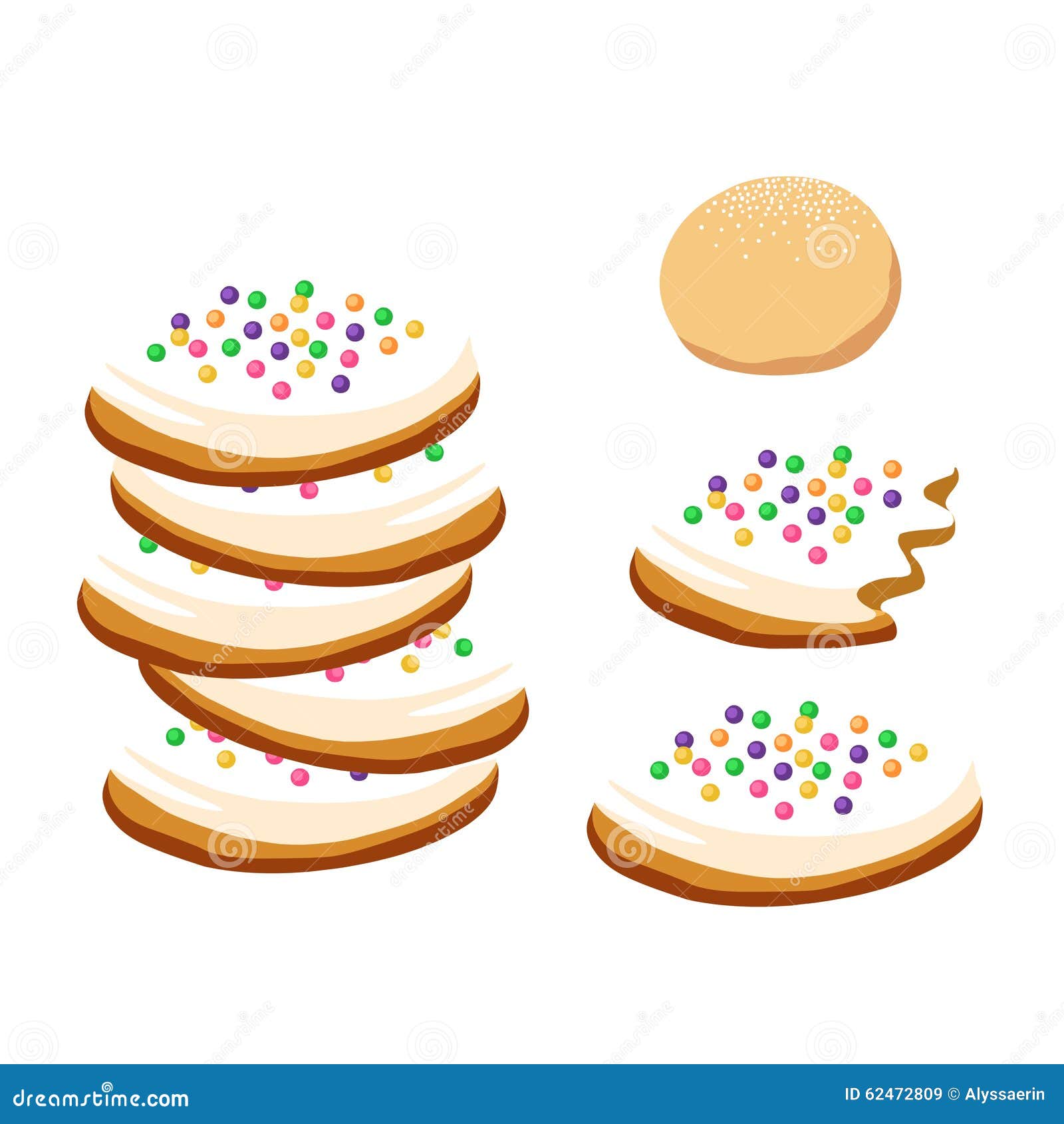 Sugar Cookies With Sprinkles Stock Vector - Image: 62472809