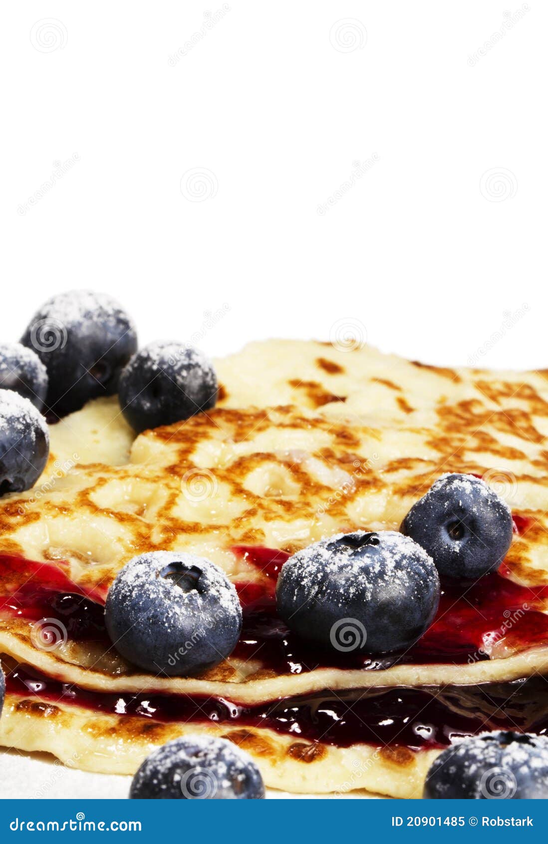 Sugar Covered Blueberries on Pancakes Stock Image Image of blue