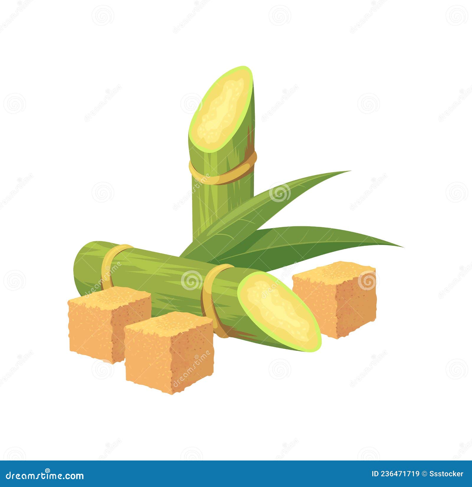 Sugar Cubes with Cane Stalks. Sugarcane Plants Agriculture, Cartoon Vector  Flat Icon Illustration Stock Vector - Illustration of crop, food: 236471719