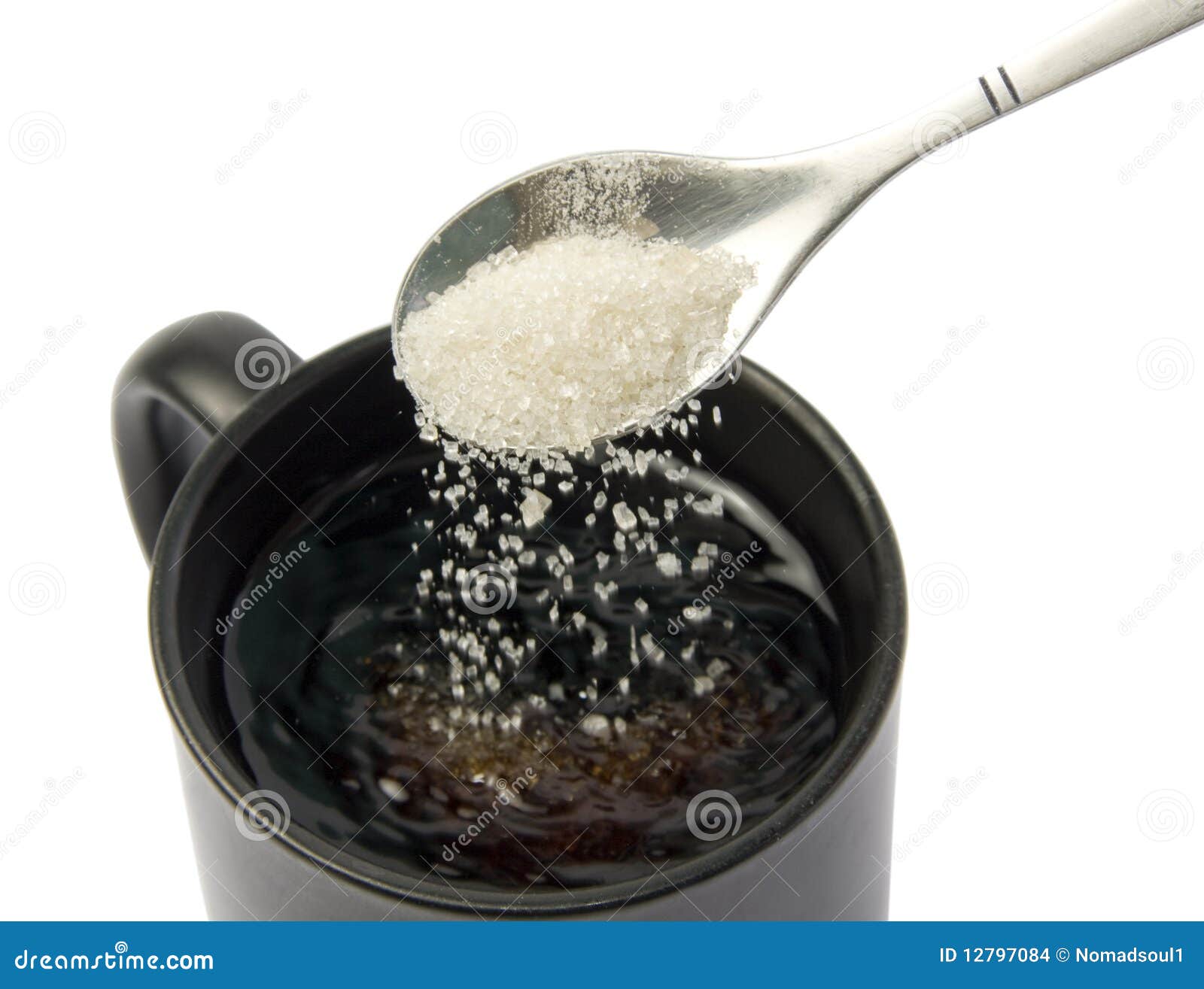 Sugar Falling from Spoon into a Cup Stock Photo Image of ingredient