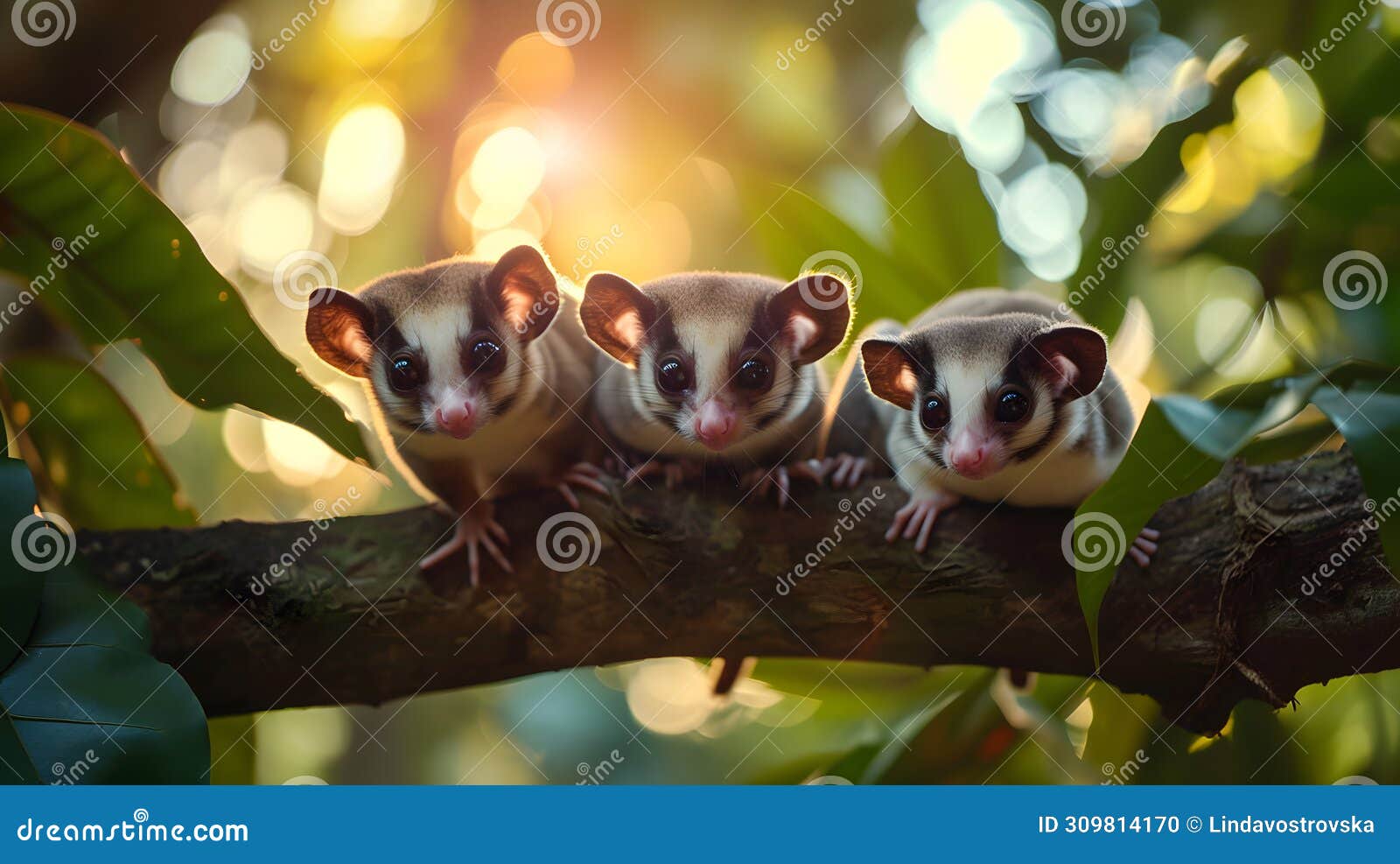 Sugar Gliders in the Forest with Setting Sun Shining. Stock Illustration -  Illustration of squirrel, glider: 309814170, image size:1600x987