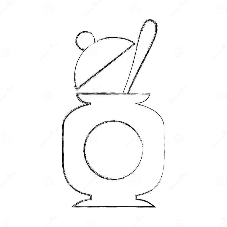 Sugar pot with spoon stock vector. Illustration of silverware 95931043