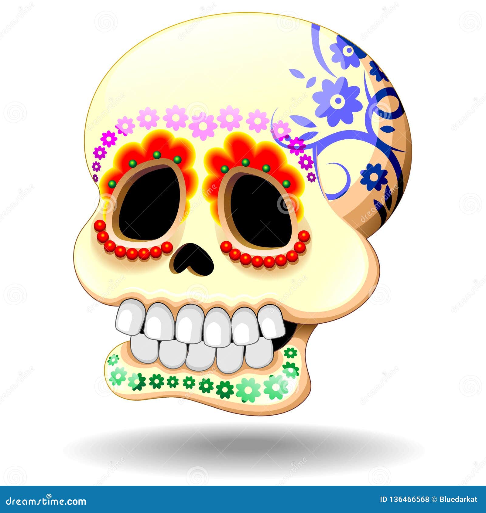 Sugar Skull Calaveras Dia De Los Muertos Mexican Symbol Vector Cartoon  Character Stock Vector - Illustration of diadelosmuertos, ornamentalskull:  136466568