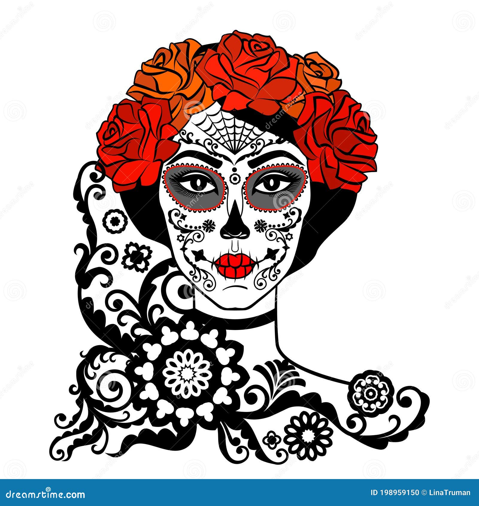 Sugar Skull Girl. Day of Dead, Traditional Mexican Halloween, Dia De ...