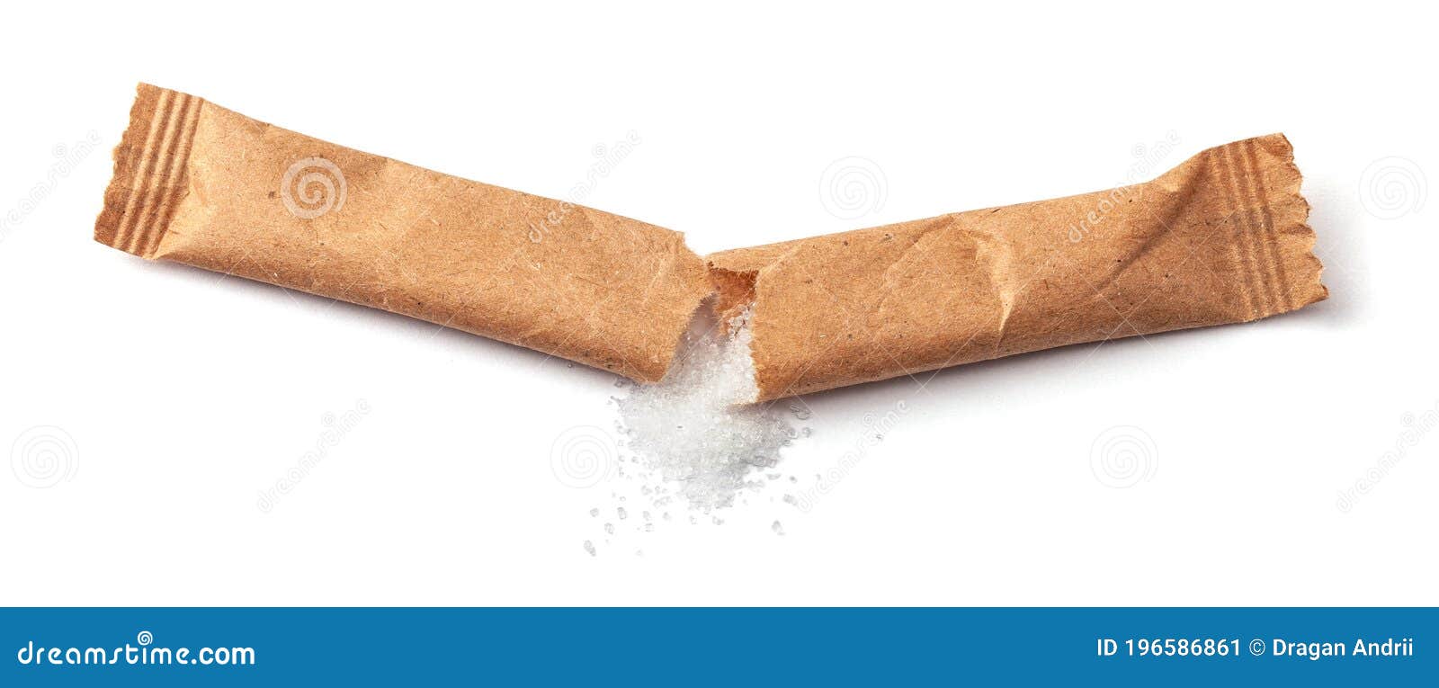 Download Sugar Stick Torn In Half. Sugar In Paper Kraft Packaging. Mock Up For Design Isolated On White ...