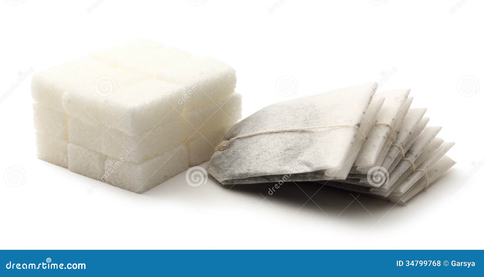 Sugar and tea bags stock photo. Image of label, closeup 34799768